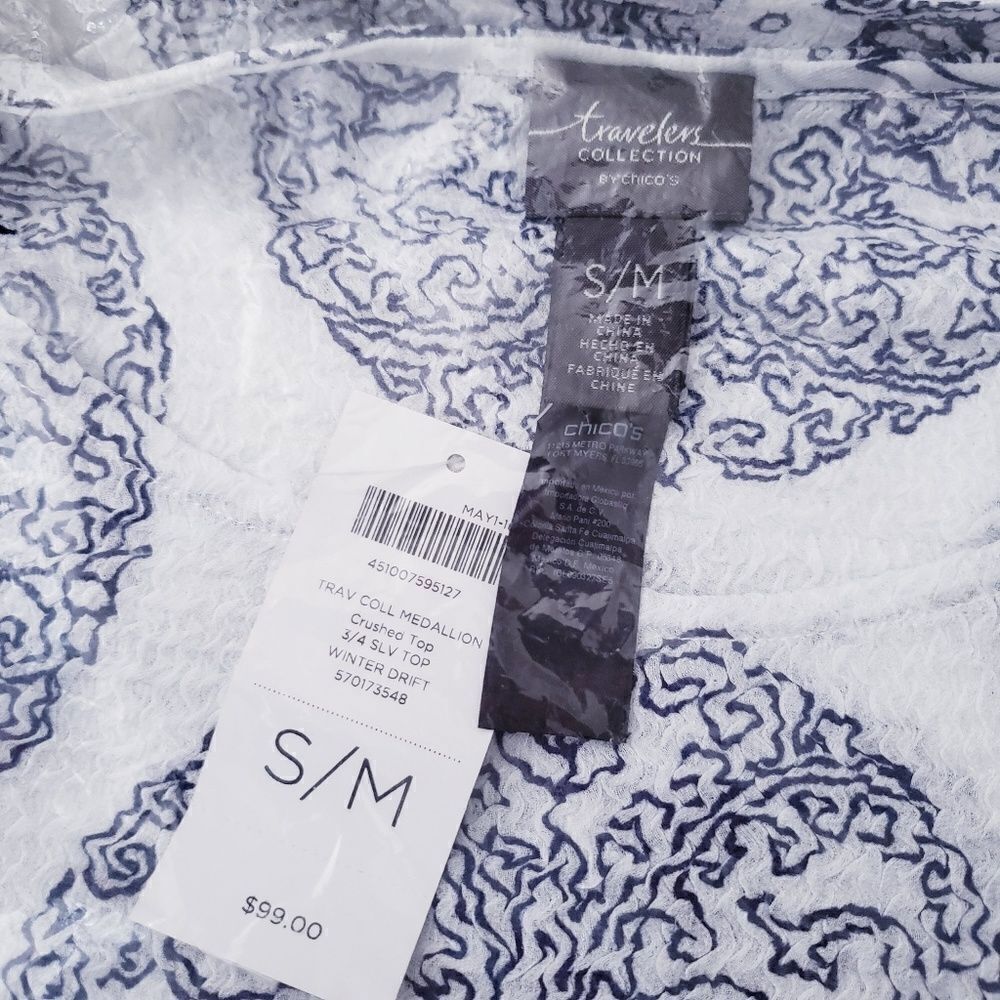 Chicos Crushed Texture Medallion Top - Picture 4 of 5